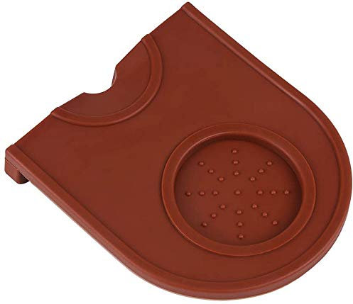 POEFT Coffee Tamping Mat, Espresso Silicone Tamper Mat Anti-Skid Multi-Function Corner Pad Holder - Brown