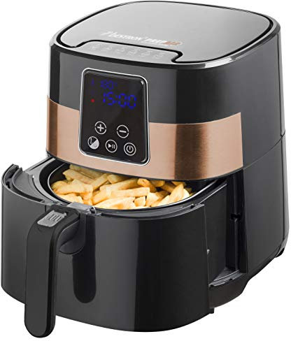 Bestron XXL Digitale Heissluft-Fritteuse, Mit PrepAir-Technologie, Fritteuse mit digitalem Display und Touchscreen, 4 Liter, 1.300 Watt, Schwarz/Kupfer