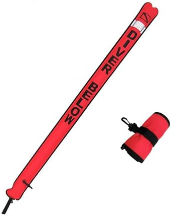 Namvo High Visible Surface Marker Buoy Scuba Diving Safety Underwater Inflatable Float Sausage Diver Below Signal Tube with Reflective Tape & Dive Flag(1.2m*15cm)