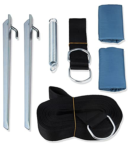 your GEAR Storm Kit - Sturmband für Vorzelt - Wohnmobil Zubehör - Caravan Sturmsicherung für Wohnwagen Vorzelte Sonnendächer - inklusive 2 Erdnägel, 2 Eckenschonern, Spannfeder - 13m Länge