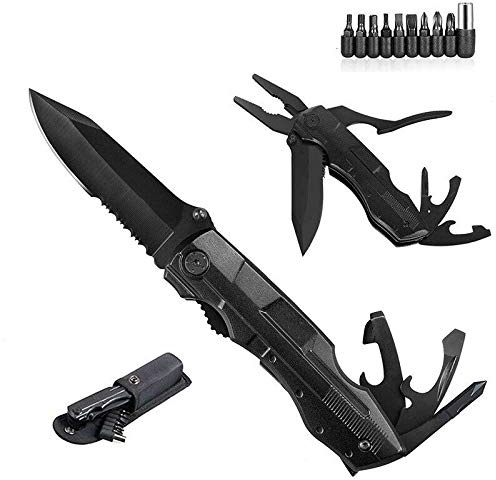 Multifunktion Taschenmesser,13 in 1 Taschenwerkzeug Multitool mit Zange Klappmesser Dosenöffner Schraubendrehe für outdoor Camping,Wandern | Inklusive EDC Kreditkarten Messer
