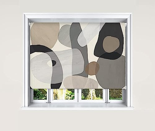 Lister Cartwright Blackout Roller Blinds Windows Child Safety Cut To Size Fitting Included Beautiful Design, Abstract Grey 180 x 140 cm
