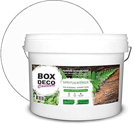 BOX DECO COULEURS Pintura natural ecológica para pared, diseño de raso interior, 10 L, 130 m², color blanco roto