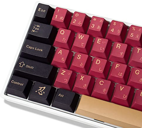 Red Samurai PBT Keycaps 129 Keys Dye-Sub Cherry Profile Keycap Set for 108/100/87/60 Cherry MX Mechanical Keyboard