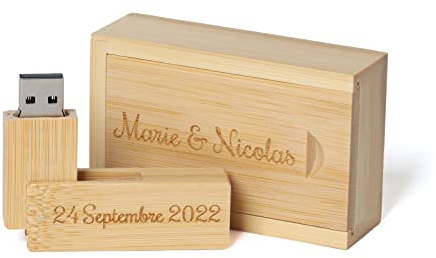 Personalised Engraved USB Flash Drive, Personalised Gift Engraved Solid Wooden USB Flash Drive for Wedding, Graduation, Birthday, Father's day, Mother's day (8G, Bamboo)