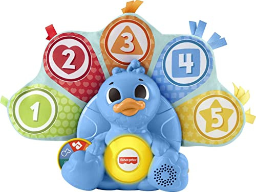 Fisher-Price Linkimals Spielzeug Adam der Pfau Französische Version, interaktive Lichter und Musik, Zahlen und Farben, Spielzeug für Kinder, ab 9 Monaten, HNN75
