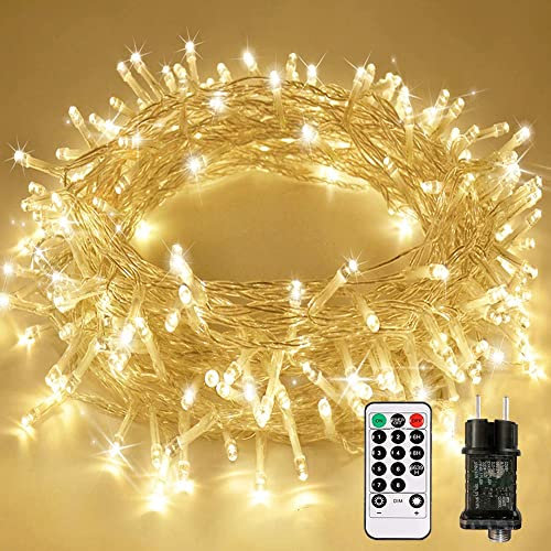 LED Lichterkette 15M 100 LEDs mit Fernbedienung Timerfunktion IP65 Wasserdicht für Innen und Außen Niederspannung für Party Weihnachten Garten