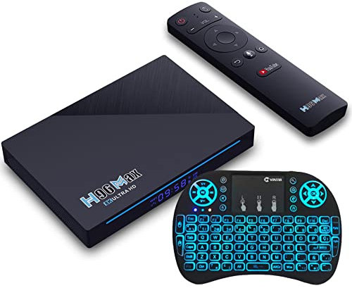 LIROM Android TV Box 11.0, Smart TV Box RK3356 8GB 128GB Support 2.4G 5.8G Wifi BT 4.0 Ethernet LAN 3D 8K Video Android Box Set Top TV Box, with Mini Backlit Keyboard,8GB+128GB