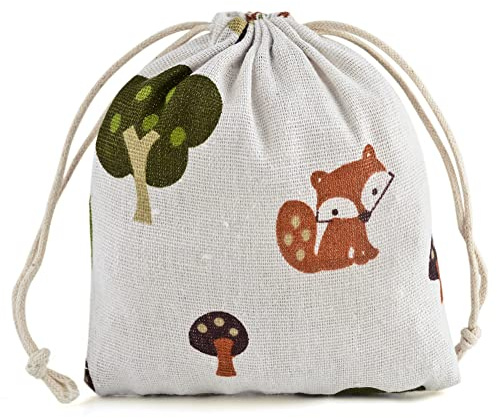 SXUUXB 20 Stück Jutesäckchen 14x16 cm Jutebeutel Stoffbeutel Klein Säckchen Zum Befüllen Aufbewahrungsbeutel Geschenktüten Schmuckbeutel DIY Kosmetik Beutel Weihnachten Hochzeit Geschenk #Fuchs