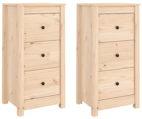 vidaXL 2X Sideboard mit Schubladen Kommode Anrichte Schrank Beistellschrank Mehrzweckschrank Schubladenschrank 40x35x80cm Massivholz Kiefer