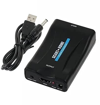 Visiodirect Péritel vers HDMI Adaptateur convertisseur pour vidéo TV DVD Blu Ray PS4 NV3 avec câble de Charge - Noir