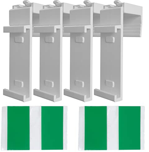 Estika Klemmfix Halterung für Rollo, Doppelrollo, Thermorollo, Verdunkelungsrollo - 4 Stück - Weiß - inkl. Klebepads