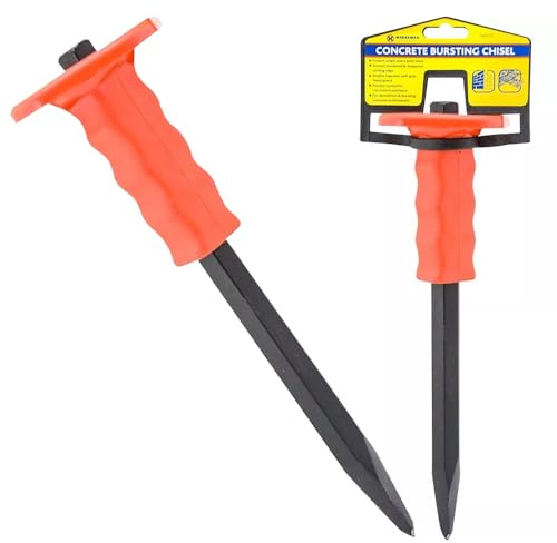 Heavy Duty Concrete Bursting Chisel - Builders Soft Rubber Grip Hand Guard Tool | Multi Purpose, Household Workshop DIY Strong Durable, Builder Tools
