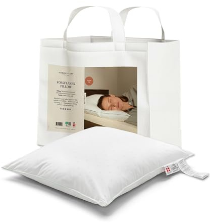 Fossflakes Seitenschläferkissen 60x63 cm, Nackenstützkissen, Mittel-Hoch | Großes Kissen für Seitenschläfer mit kuscheliger Füllung; stützt Kopf und Nacken, in mittelhoher Höhe, waschbar (60x63 cm)