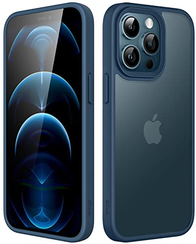 JETech Matte Hülle für iPhone 12 Pro Max, Sturmblau | Robuster Schutz, Matte Rückseite, Anti-Fingerabdruck, Stoßfestes Design