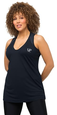 Ulla Popken Top técnico, de Secado rápido, Escote en V, sin Mangas Marina 50+ 818476130-50+