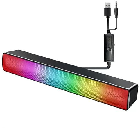Haut-parleurs sans Fil pour Ordinateur Barre de Son Bluetooth pour Ordinateur, Haut-parleurs de Jeu pour PC Haut-parleurs pour Ordinateur de Bureau (Version Bluetooth)