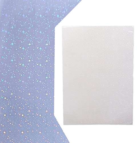 SYH&AQYE 50 Fogli Laminati Olografici, 11,7 X 8,3 Pollici A4 Carta Trasparente Glitterata Pellicola Olografica Autoadesiva Impermeabile Trasparente per Realizzazione di Badge, Pittura a Olio(B)
