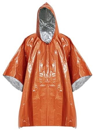 Vastsea Notfall Regenponcho, Notfall-Survival-Poncho, Erste Hilfe Regenjacke, mit Reflektierender Seite zur Erhöhung der Sichtbarkeit, für im Freien Camping Wandern Angeln