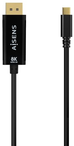 AISENS - A109-0689 - Cable Conversor USB-C a Displayport 8K@60Hz, USB-C/M-DP/M, Negro, 1.8M