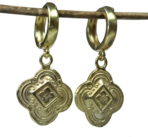 Hoop Ohrringe Silber 925 - Creolen mit Anhänger Gold - Statement Ohrringe Gold Barock - 14k - Vergoldete Hoops - Schmuck mit Geschenkverpackung - Geschenk für Sie - Weihnachtsgeschenk