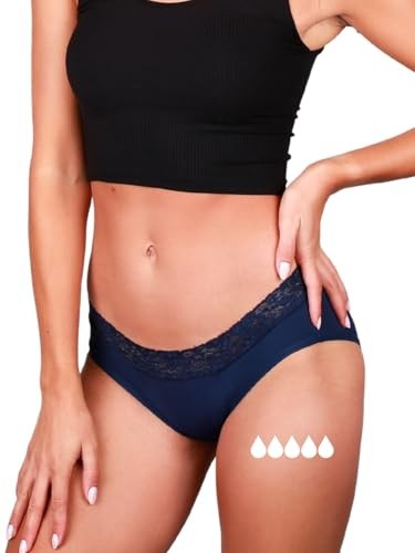 Queen Extra Stark, Periodenunterschwäche Damen, Menstruationsunterwäsche | Ersetzt bis zu 3,5 Tamponwechsel, mittelstarke bis starke Tage, mit Spitze, Bio-Baumwolle, PFAS-frei, Periodenunterwäsche