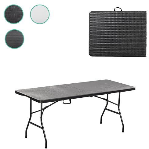 DIVID Buffettisch | Campingtisch | Gartentisch | Klapptisch | 180cm länge Designs (Rattan)