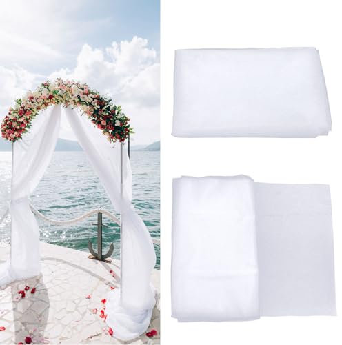 XNIVUIS 48cm*10m Tüll Rolle Organza Stoff als Dekostoff Stoff Tischläufer Tüllrolle Tüll Weiss Transparent Elegant Dekotuch Dekoband für Hochzeit Stuhl Tischdeko DIY Handwerk(Weiß)