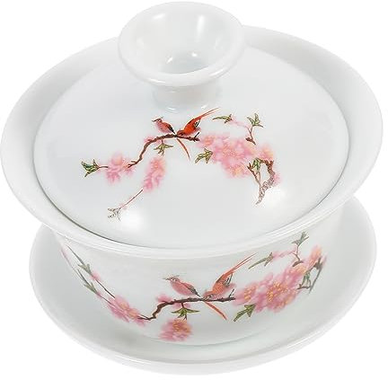 COLLBATH Keramik Teetasse Mit Deckel Im Chinesischen Stil Teeschale Für Kung Fu Tee Zubereitung Geeignet Für Jasmintee Und Grünen Tee Zu Hause Büro