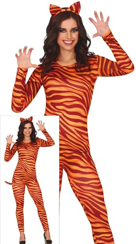 FIESTAS GUIRCA Disfraz de Tigre Sexy Mujer - Traje de Gato a Rayas y Diadema de Tigre - Disfraces para Mujer Talla S