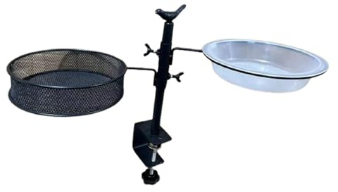 Mangeoire à oiseaux pour balustrade de terrasse – Mangeoires à oiseaux avec plateau en maille, support de pot de fleurs rotatif à 360 degrés, antirouille pour balcon extérieur, porche, bain d'oiseaux