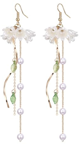 EVER FAITH Rosa Blume Ohrringe für Damen Süßes Sakura Blatt Tropfen Blüte für Sommer Strand
