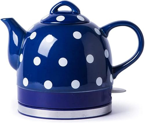 Bouilloire Rétro En Céramique, Bouilloire Électrique, 1000 W, Eau Rapide, Base Amovible, Arrêt Automatique, Base Amovible For Hôtel Et Maison(Blue)