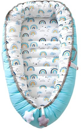 Niceyoeuk Baby Lounger Cover Baby Nest for Newborn Baby, Baby Bed Cover Portable Newborn Washable Lounger for Traveling and Napping (Multicolor 6, 50cm*85cm*12cm)
