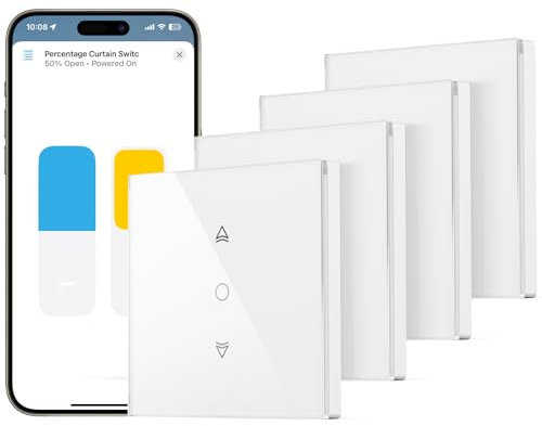 Maxcio Interruttore per tapparelle WiFi Connected, Interruttore per tende Compatibile con HomeKit, Alexa e Google Home, Controllo percentuale, Controllo remoto e Controllo vocale (4 Packs)