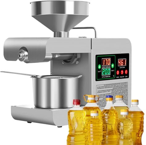 json2xml Kitchen Nut Seeds Linseeds Oil expeller/Electric Essential Oil Press Machine,with temperature adjustment panel (50-250℃) & Pressing speed: 3-5KG/h & supports cold & hot pressing