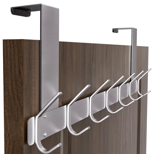 Honsky Türgarderobe, Klappbar Türhakenleiste zum Einhängen mit 14 Hanken,Türfalzstärken4,5/4/3,5cm, Türhaken innenseite, Kleiderhaken Tür, Solide Türhaken zum Einhängen