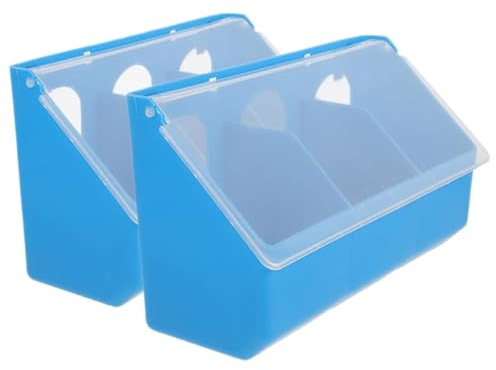 Besportble 2St Multifunktionale Tauben-HäNgebox in Blau - Futter- Und Trinkschale FüR VöGel Ideal FüR VogelkäFige Mit Abdeckung Gegen Spritzer Praktisches Design FüR Taubenfutter Und Pflege