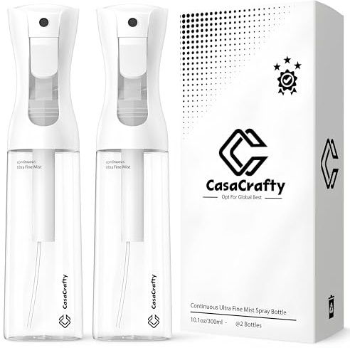 Continuous Spray Bottle for Hair 2 Pack – Fine Mist Water Sprayer 10oz (300ml), Refillable for Hair Styling, Continuous Mist for Plants, Cleaning, Skincare & Petcare, BPA-Free, Leak-Proof, 360° Mist