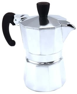 Fackelmann Caffettiera Moka da 1 tazza, per caffè aromatico ed intenso, realizzata in robusto alluminio, con beccuccio anti-goccia e manico ergonomico antiscottatura, Linea Easyprepare
