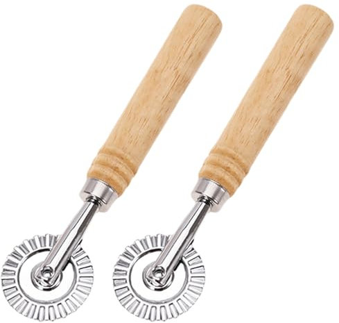 2PCS,Pasta Cutter， Wheel Ravioli Cutter Wheel with Roller Pizza Cutter Wheel Dumpling Lace Making Zinc Alloy Noodle Making Cutter for Kitchen，Pasta Cutter Wheel