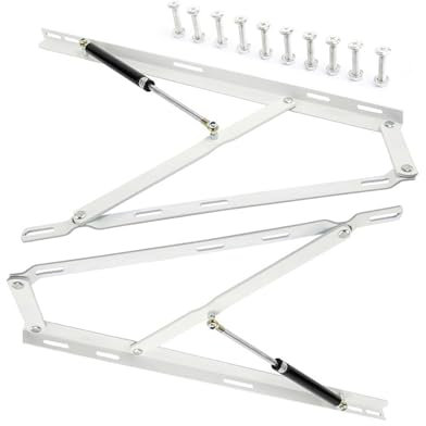 2 soportes de elevación de cama neumáticos, mecanismo de elevación de cama, resorte de elevación de cama que se adapta a la cama con resortes de compresión, bisagras de caja de cama, bisagras de sopo