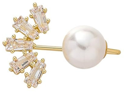 SOIMISS Damen Sicherheitsperlen Brosche Mit Zirkonia Langlebige Modebrosche Aus Vergoldetem Material Sicherer Schalknopf Für Kleidungsschutz Elegantes Accessoire Für Alltag Und Party