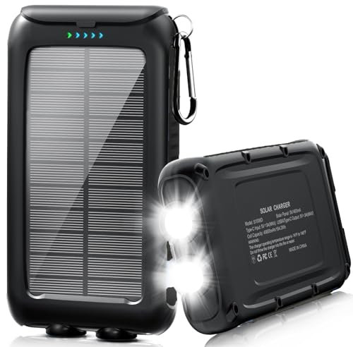 Power-Bank- Portable Solar Phone Charger with LED Flashlight/15W Fast Charge USB C