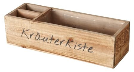 ReWu Holzkiste Pflanztopf Übertopf für Kräuter - Kräuterkiste - Schriftzug Holz Kräuterbeet Blumenkasten Holzkasten Kräutertopf Kräutergarten Pflanzkübel 36 x 12 x 10 cm