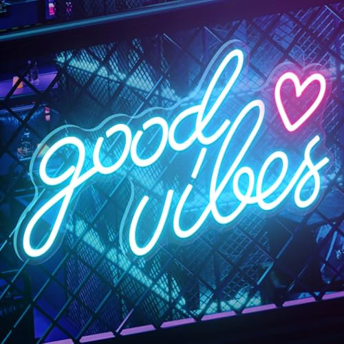 Good Vibes Targa al neon,Insegna al Neon Led Personalizzata,USB, luce al neon, decorazione da parete a LED,Parete Scritta Luminosa Personalizzata per Feste Compleanno Matrimoni Negozi Bar