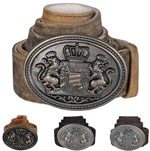German Wear Herren Trachtengürtel aus Echtleder Trachten Lederhosen Gürtel mit Trachten Schnalle