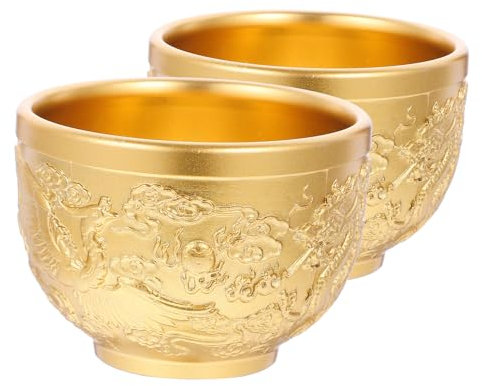 SECFOU 2stücke Drachen Und Phönix-kupferbecher Aus Elegante Teetassen Für Partys Hochzeiten Und Festivals Wiederverwendbare Trinkbehälter Pro Becher Luxuriöses Design