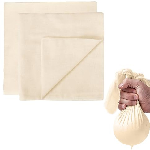 2 Pcs Precut 50 X 50cm Cheese Cloths for Straining,Durable Muslin Cloths for Cooking,Reusable and Washable 100% Unbleached Pure Cheesecloth for Straining Butter,Nut Milk