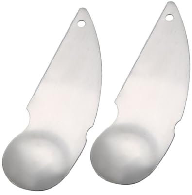 UKCOCO 2piezas Cuchara Peladora De Kiwi y Aguacate De Acero Inoxidable Cortador Práctico De Frutas Herramienta Ligera Para Pelar y Extraer Frutas Fácilmente